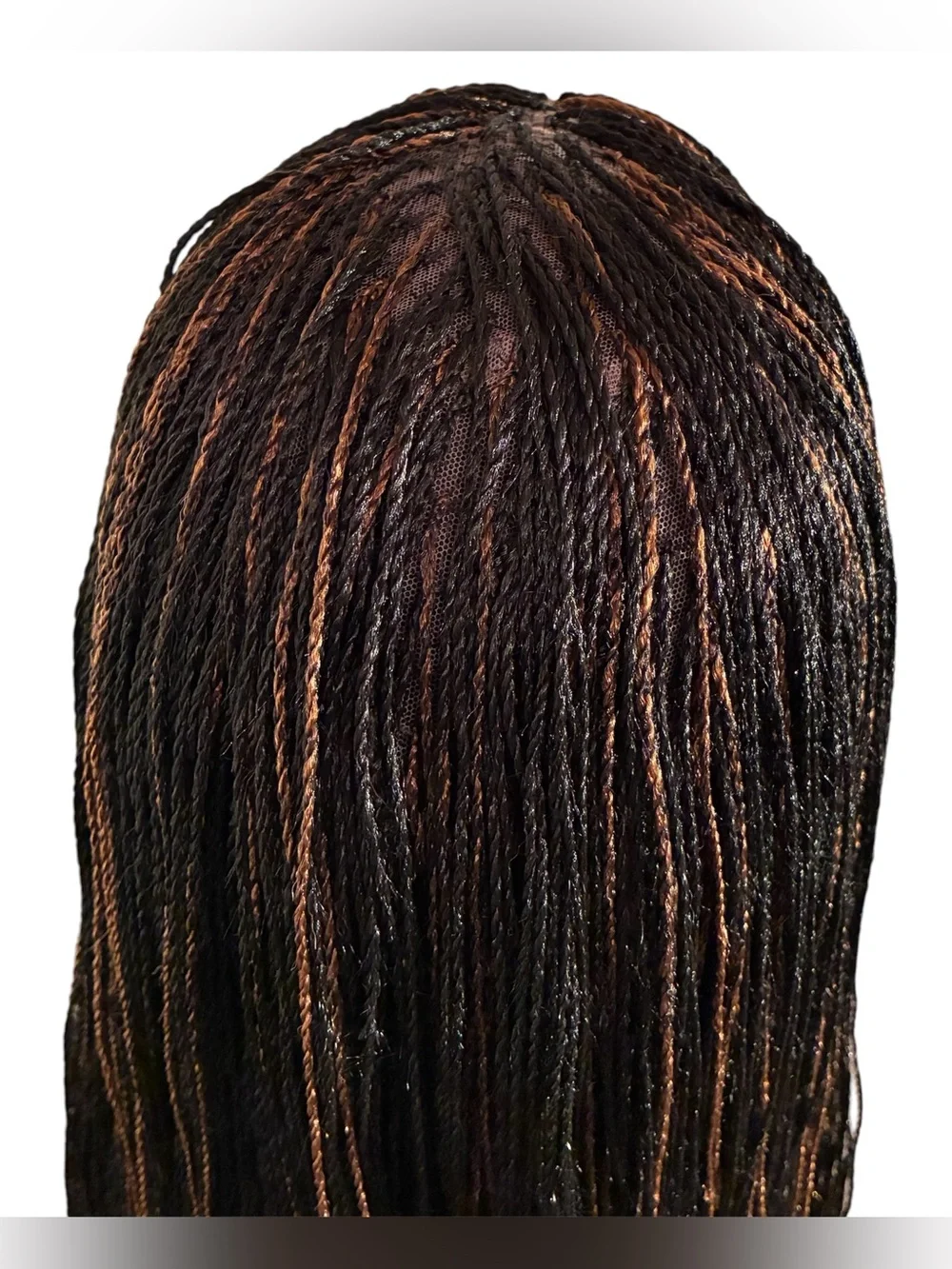 Synthetic Micro Twist Lace Front Wig in Black with Copper Highlights